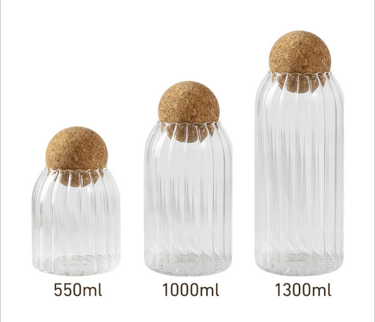 Borosilicate glass storage jars with cork lids