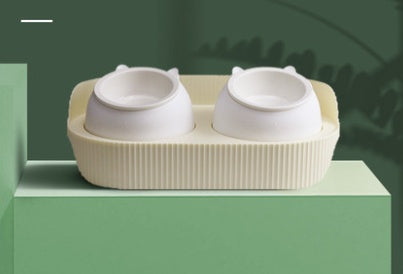 Ceramic pet feeding bowls set