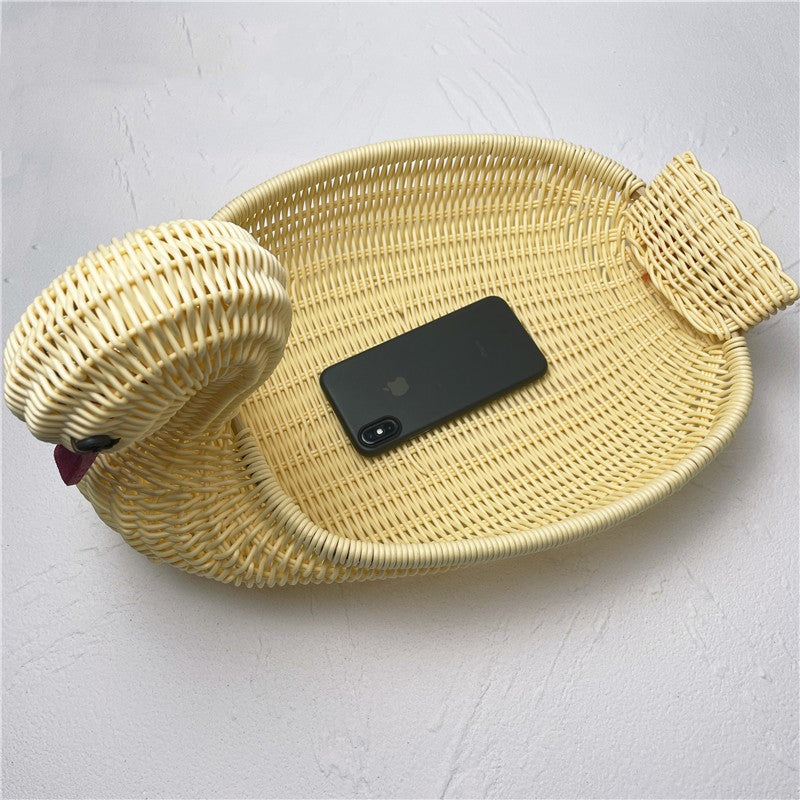 Rattan catchall tray for keys and everyday items