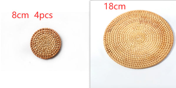 Natural rattan coasters for table protection