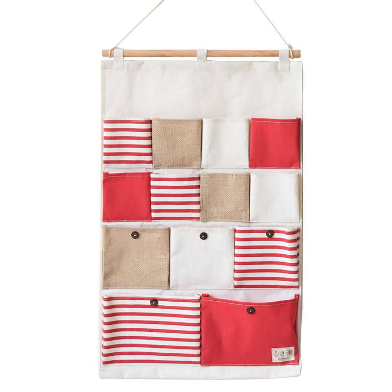 Cotton and linen hanging storage organiser with pockets