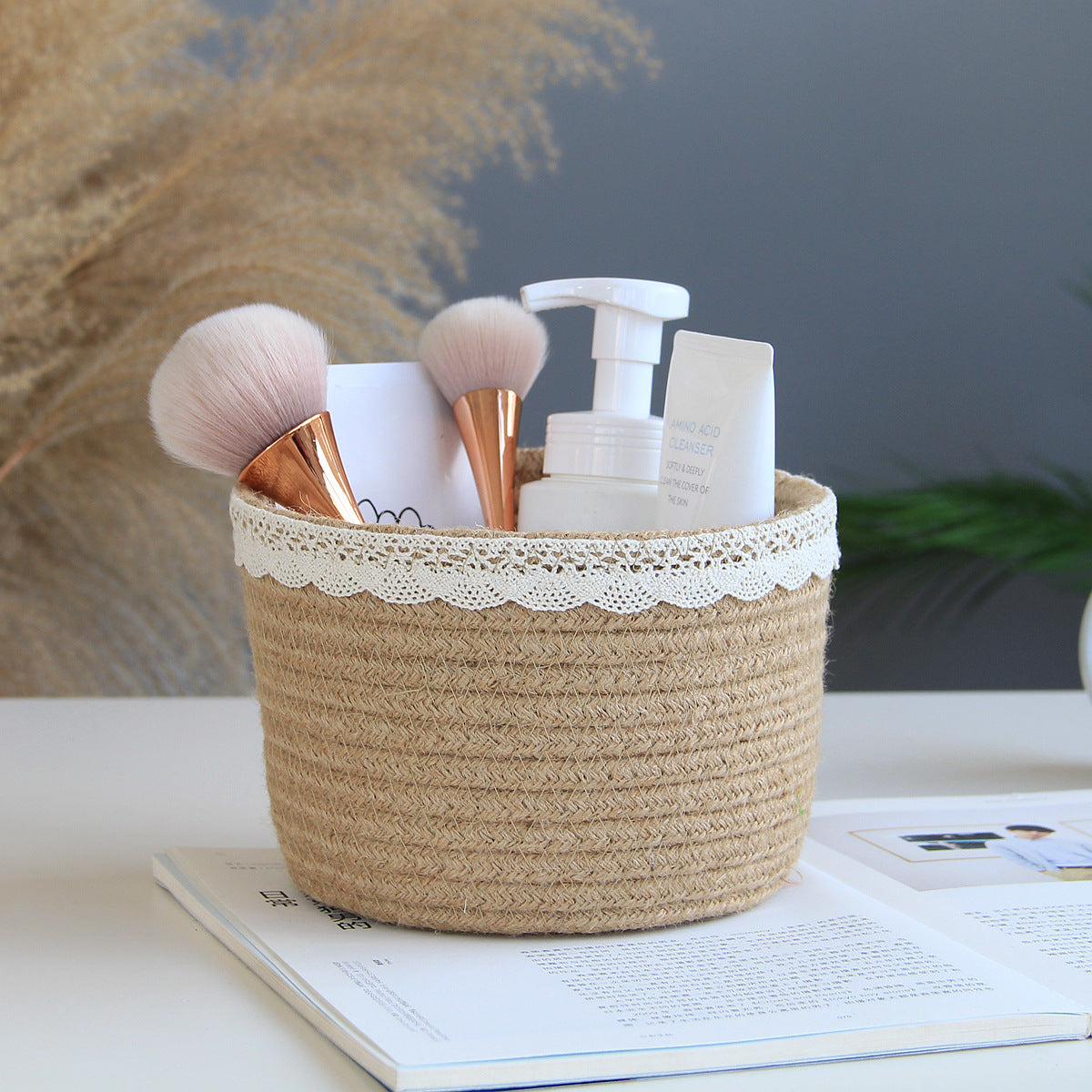 Natural jute storage basket for home organisation