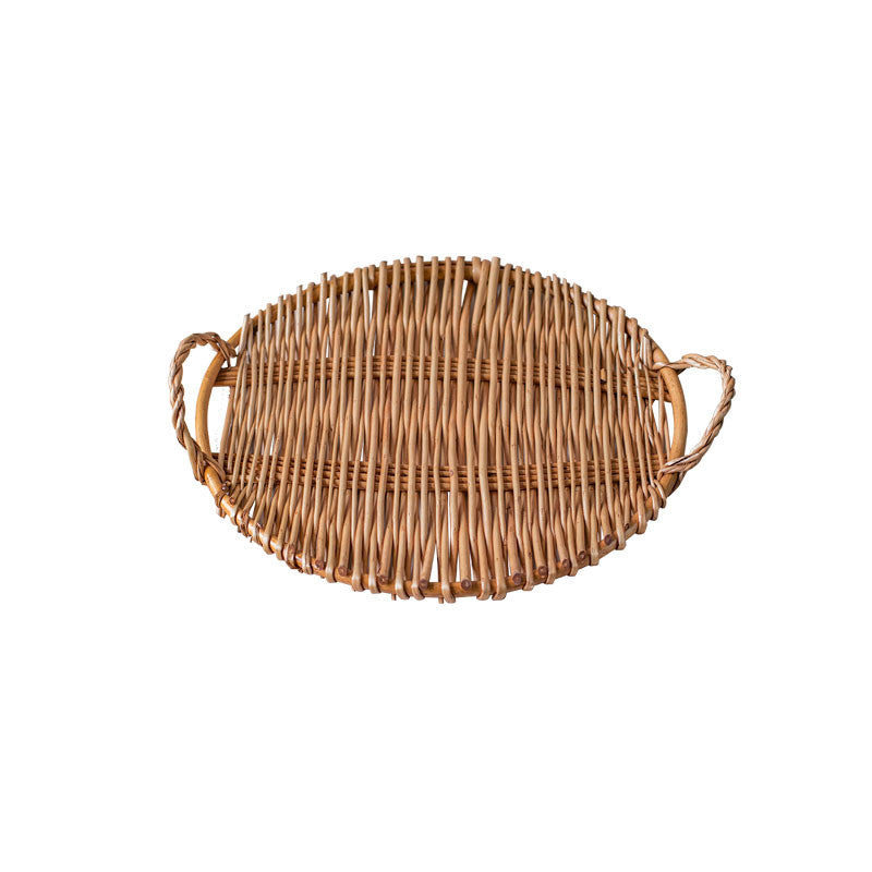 Rattan fruit tray with handle for kitchen and dining use