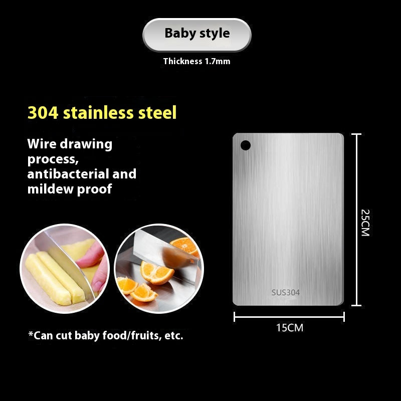 Double-sided stainless steel cutting board for kitchen use