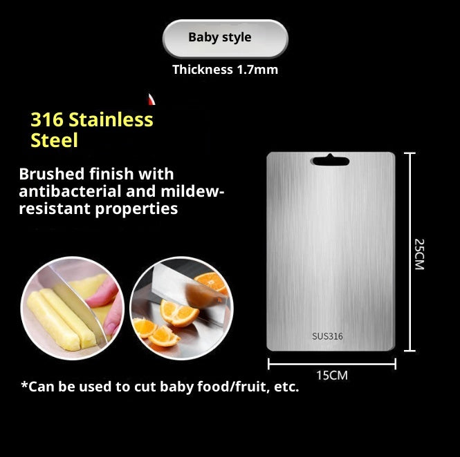Double-sided stainless steel cutting board for kitchen use