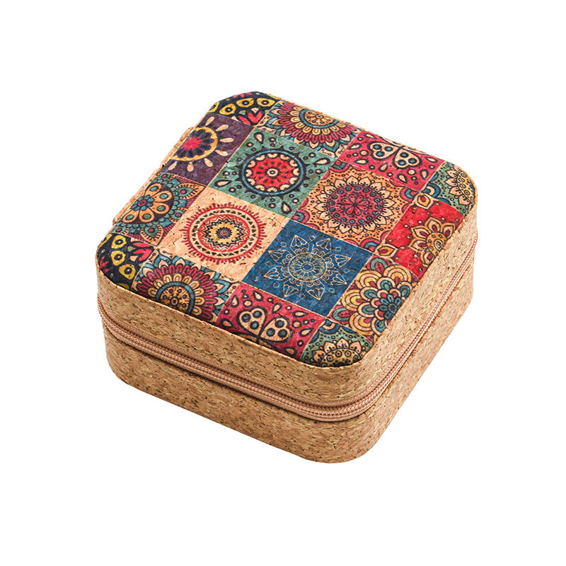 Cork travel jewelry storage box