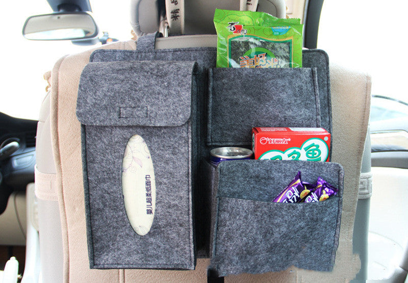 Felt car storage organiser for vehicle interiors