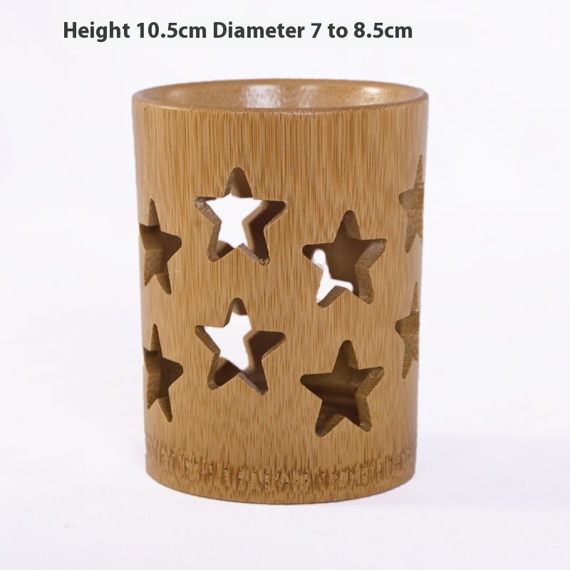 Bamboo travel wash cup and toothbrush holder