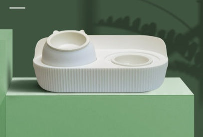 Ceramic pet feeding bowls set