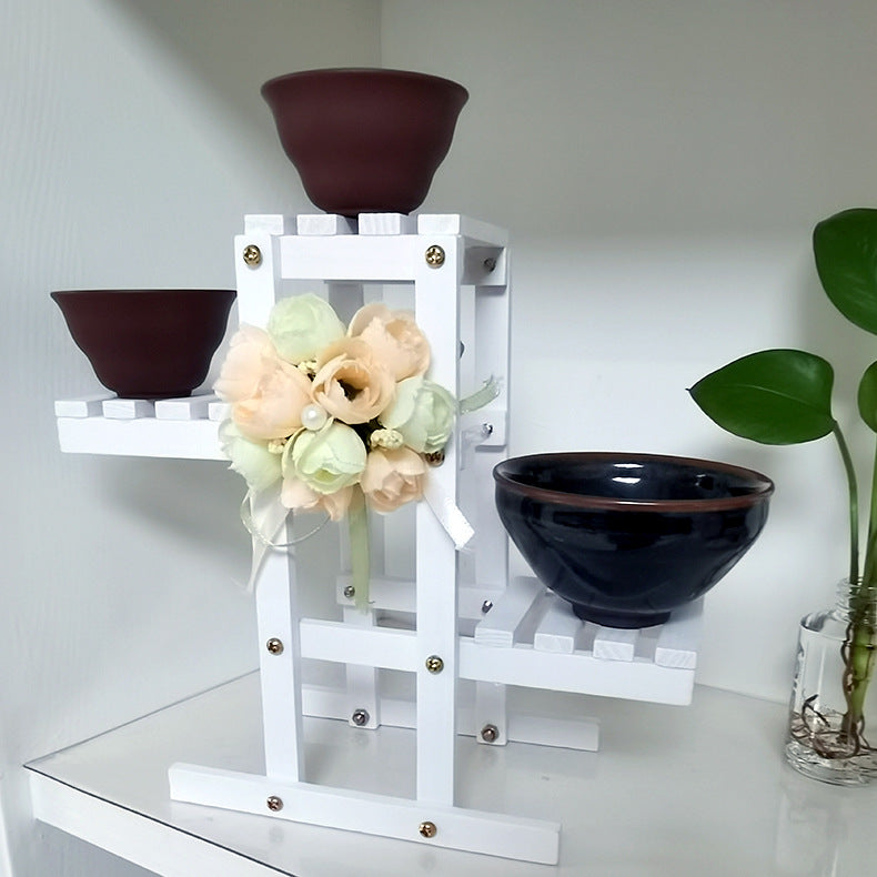 Wooden multi-layer plant stand