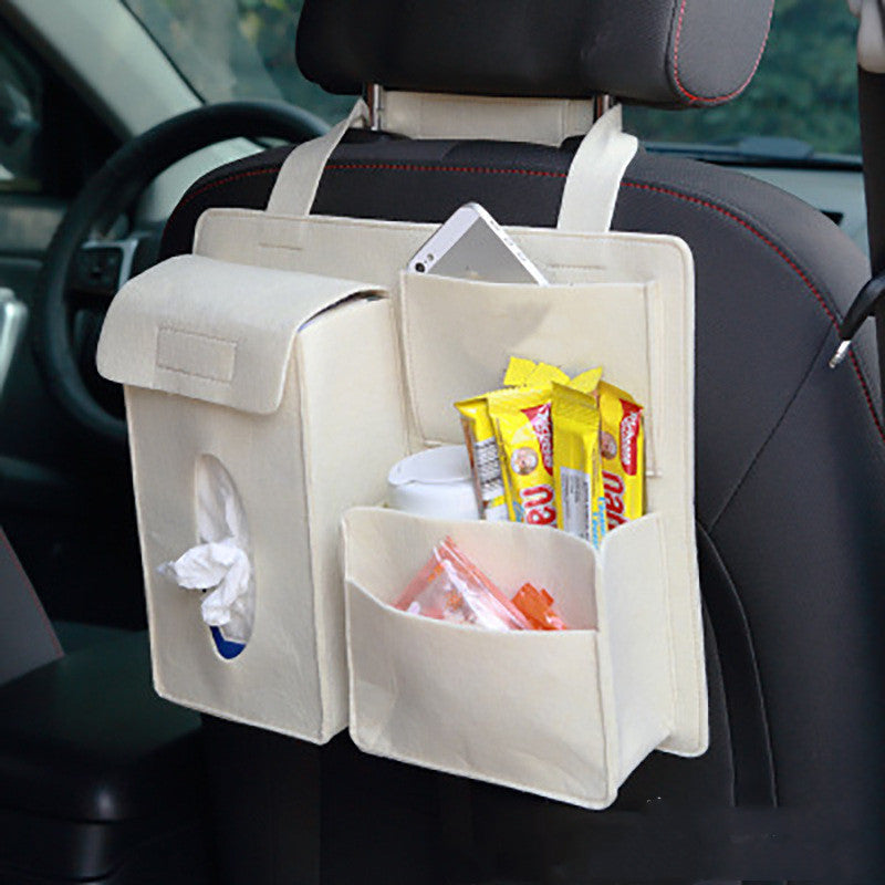 Felt car storage organiser for vehicle interiors