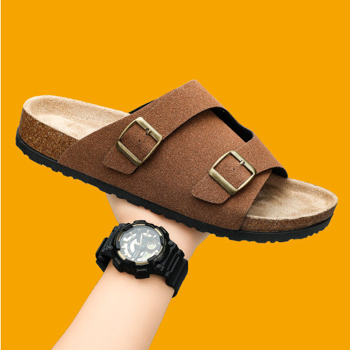 Men’s Cork Suede Slip-On Sandals