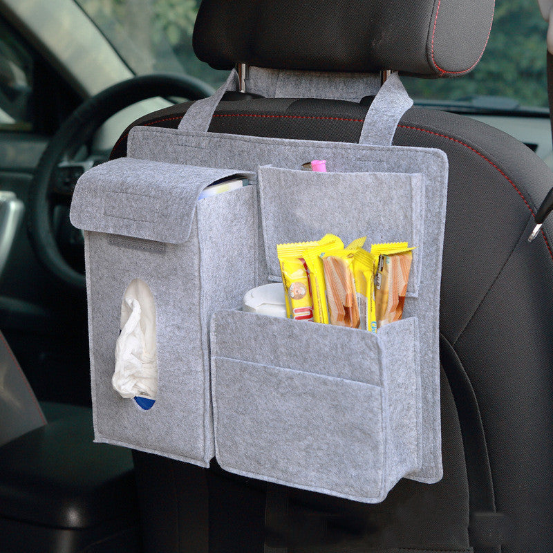 Felt car storage organiser for vehicle interiors