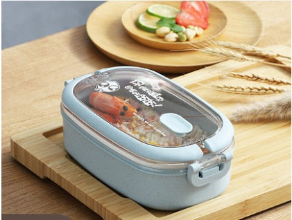 Wheat straw composite microwaveable bento box for daily meals