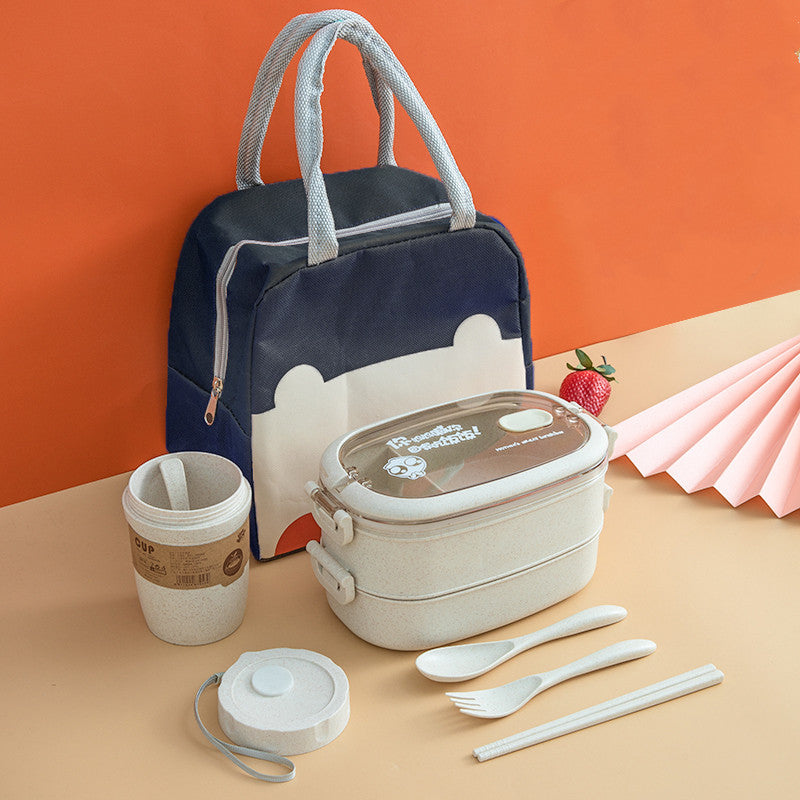 Wheat straw composite microwaveable bento box for daily meals