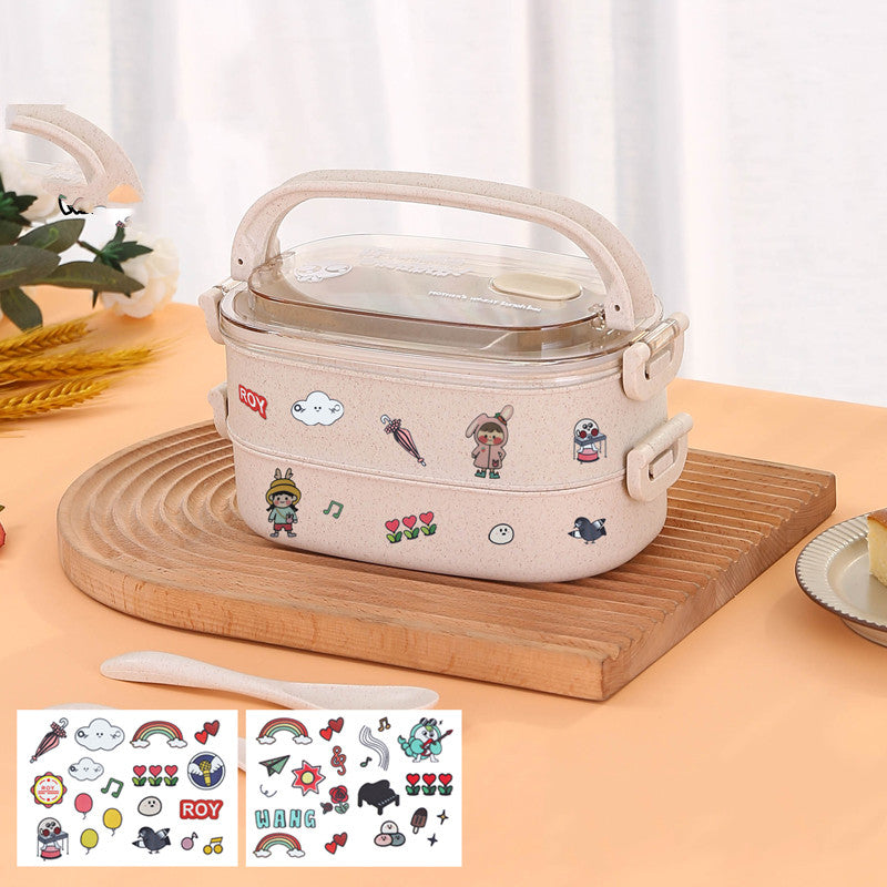 Wheat straw composite microwaveable bento box for daily meals