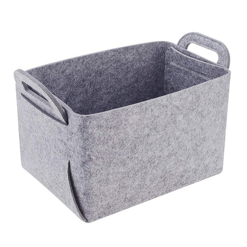 Foldable felt storage basket for travel use