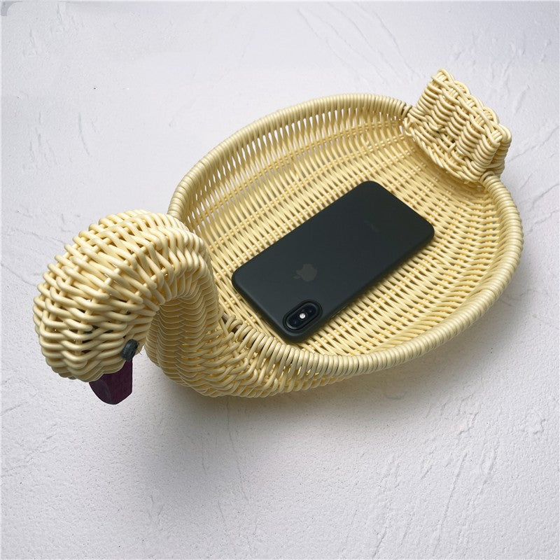 Rattan catchall tray for keys and everyday items