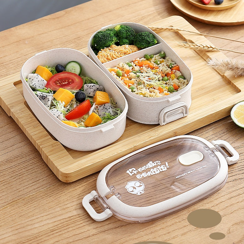 Wheat straw composite microwaveable bento box for daily meals