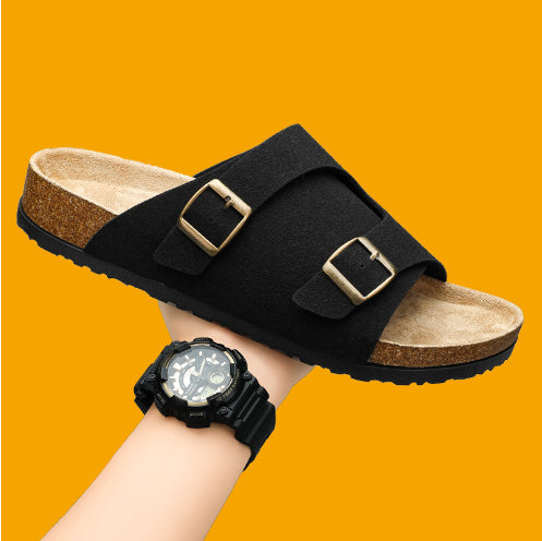 Men’s Cork Suede Slip-On Sandals