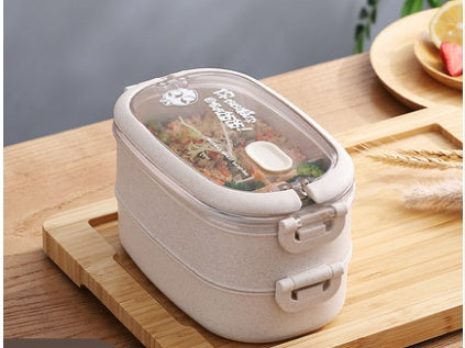 Wheat straw composite microwaveable bento box for daily meals