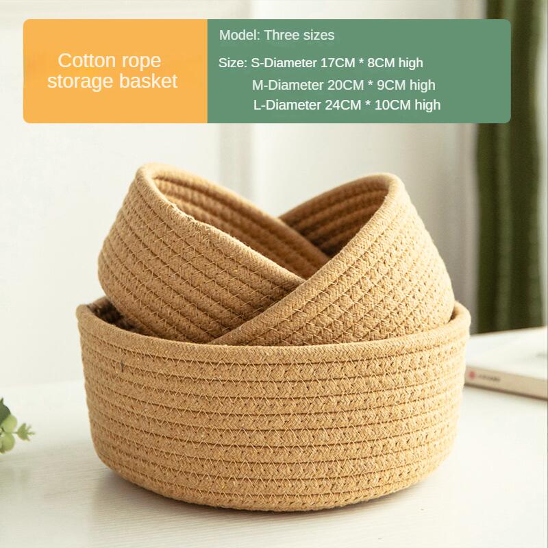 Cotton yarn woven storage basket for home organisation