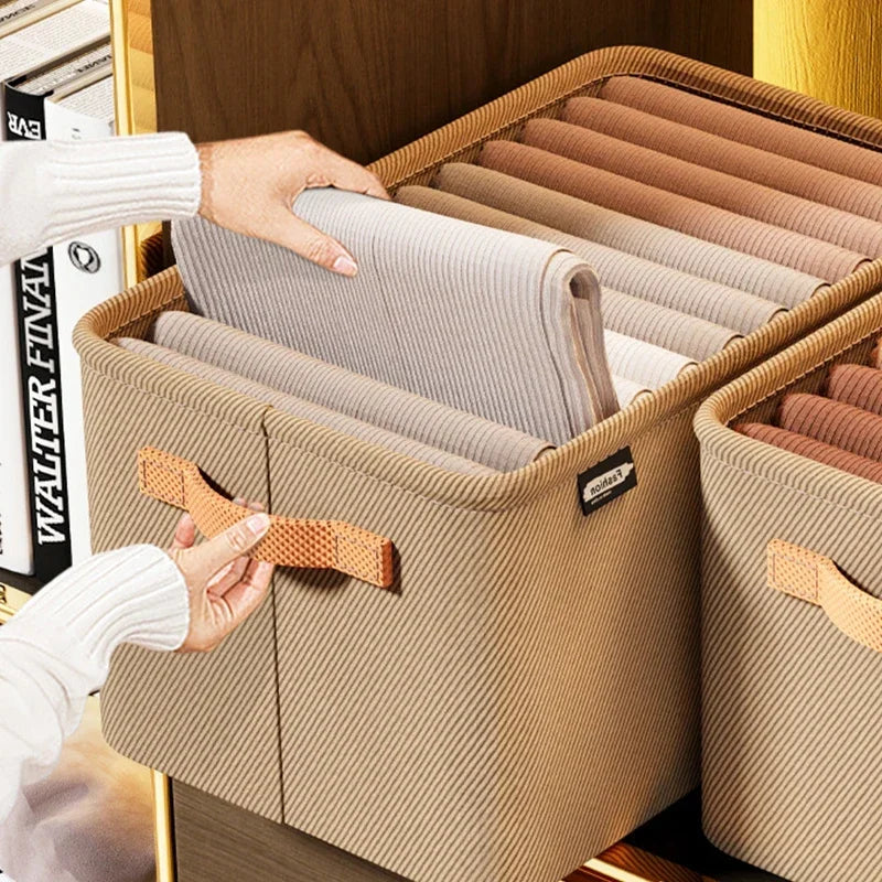Fabric storage box for clothes and home organization