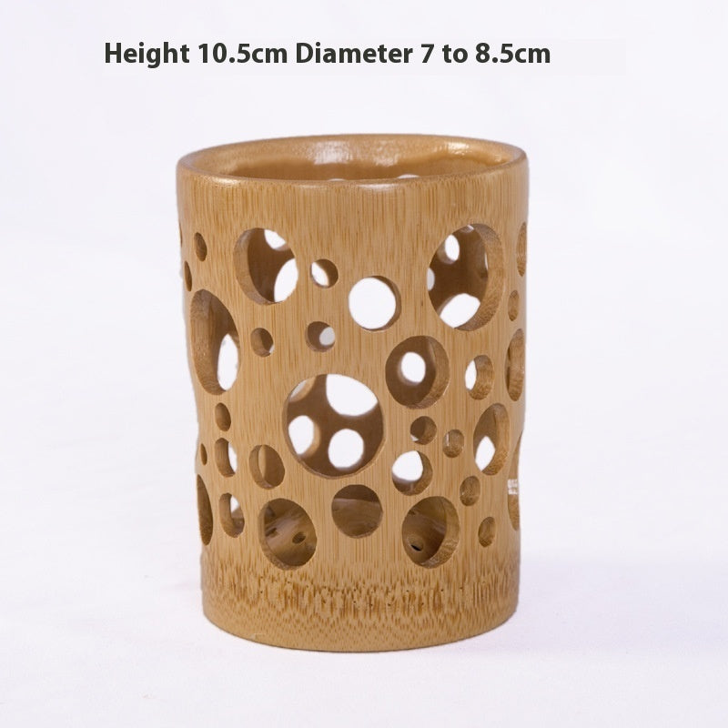 Bamboo travel wash cup and toothbrush holder