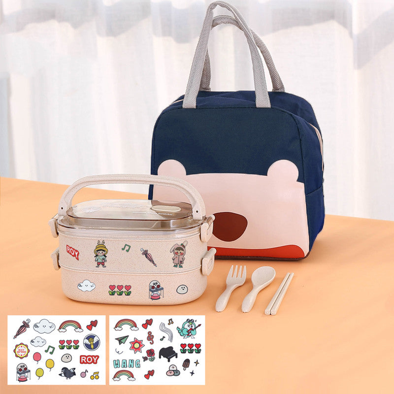 Wheat straw composite microwaveable bento box for daily meals