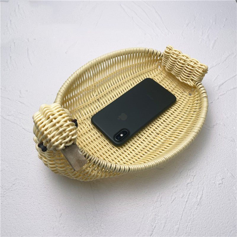 Rattan catchall tray for keys and everyday items