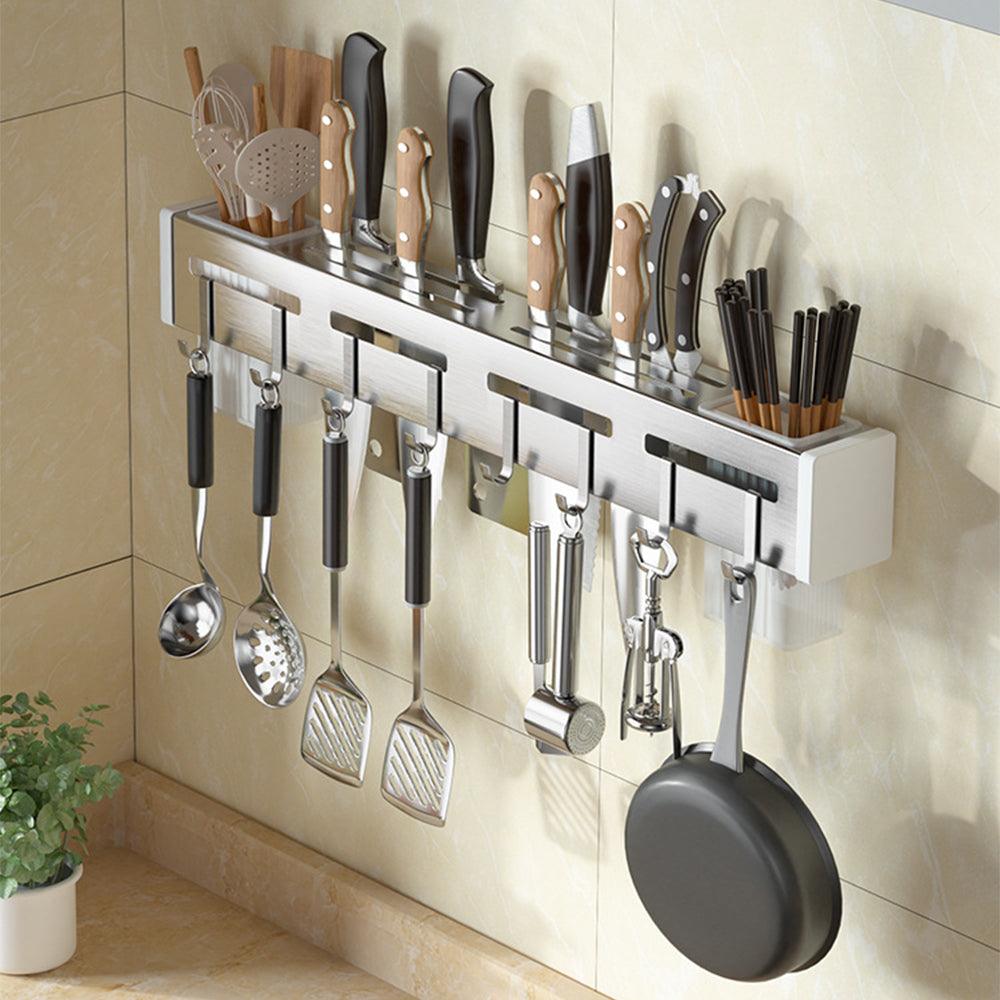 Stainless steel countertop storage rack for home organisation