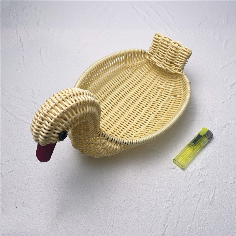 Rattan catchall tray for keys and everyday items