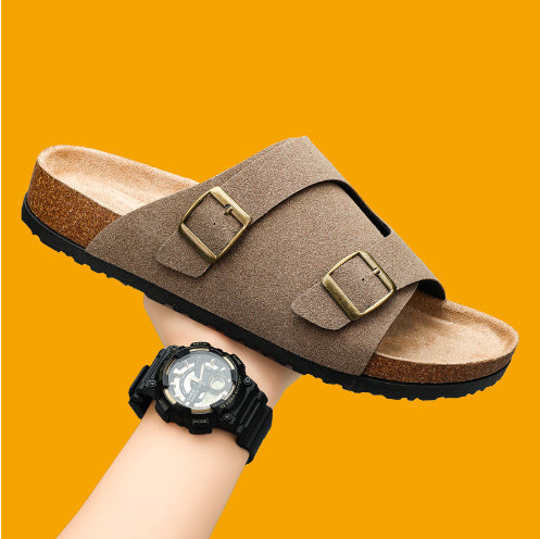 Men’s Cork Suede Slip-On Sandals